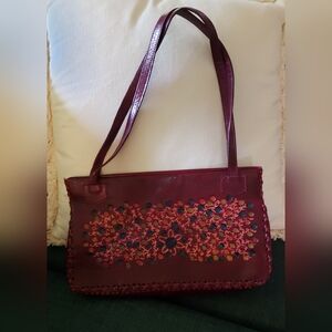Dark purple handmade leather bag NWOT